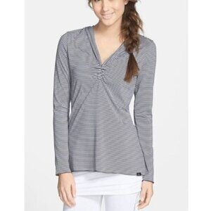 Prana Black and White Striped Hoodie